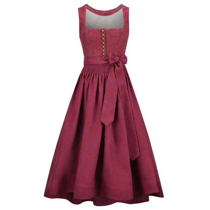 Red dress with a belt on a white background