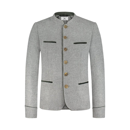 Premium Men Lederhosen Grey Wool Jacket