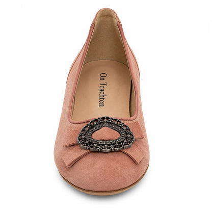 Premium Women Dirndl Ballerina Pumps Old Pink