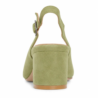 Premium Women Dirndl Slingback Pumps Pastell Green