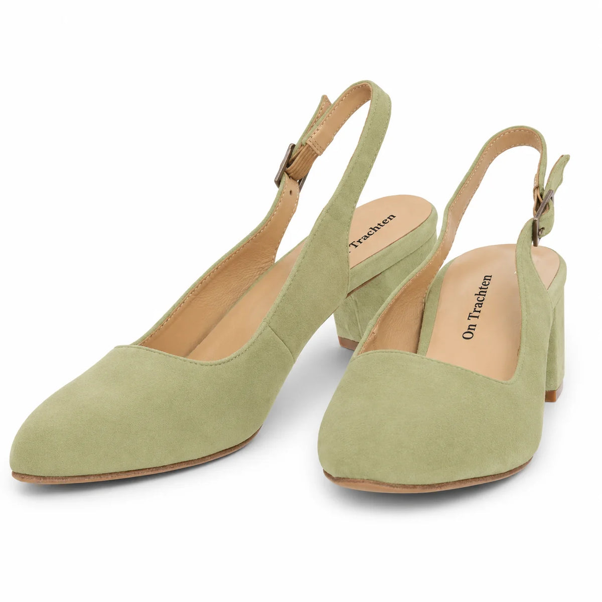 Premium Women Dirndl Slingback Pumps Pastell Green