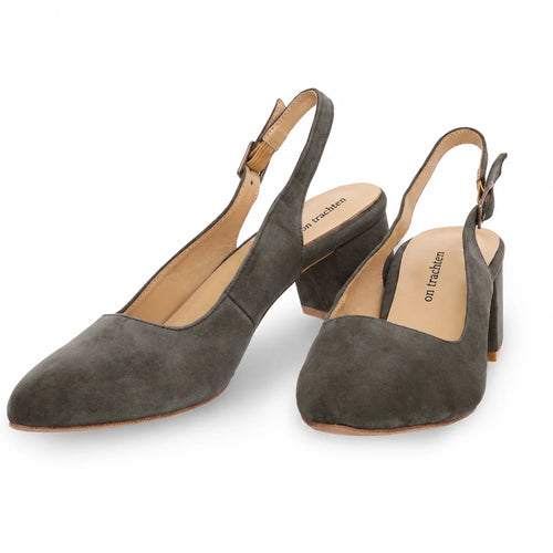 Premium Women Dirndl Slingback Pumps Anthracite