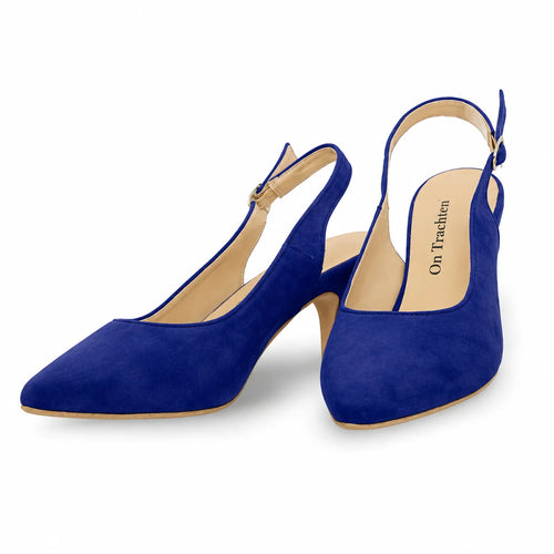 Premium Women Dirndl Slingback Pumps Royal Blue
