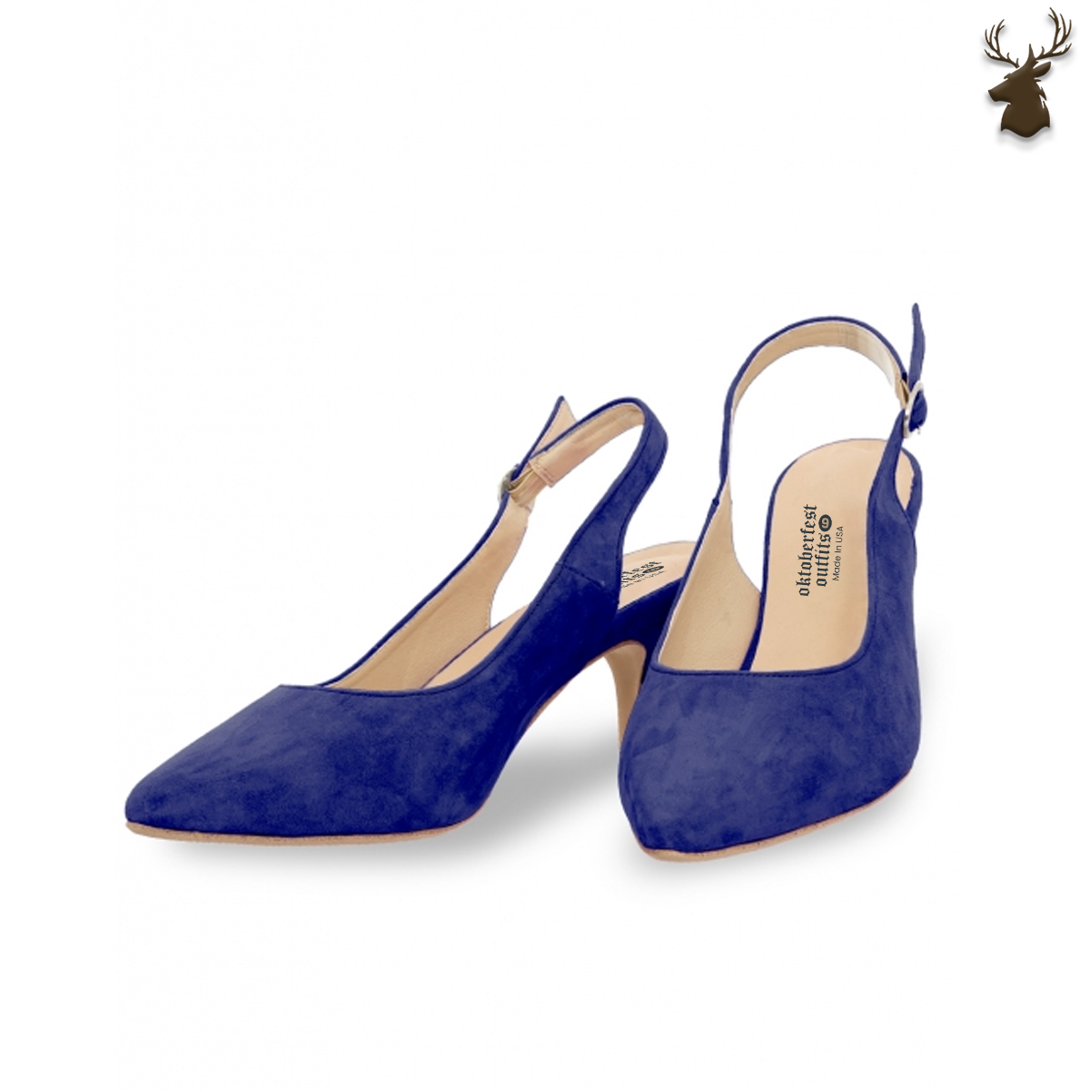 Premium Women Dirndl Slingback Pumps Royal Blue