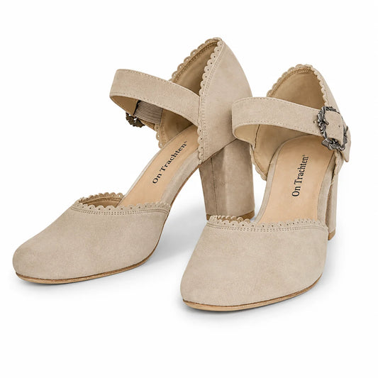 Premium Women Oktoberfest Strap D'orsay Shoes Taupe