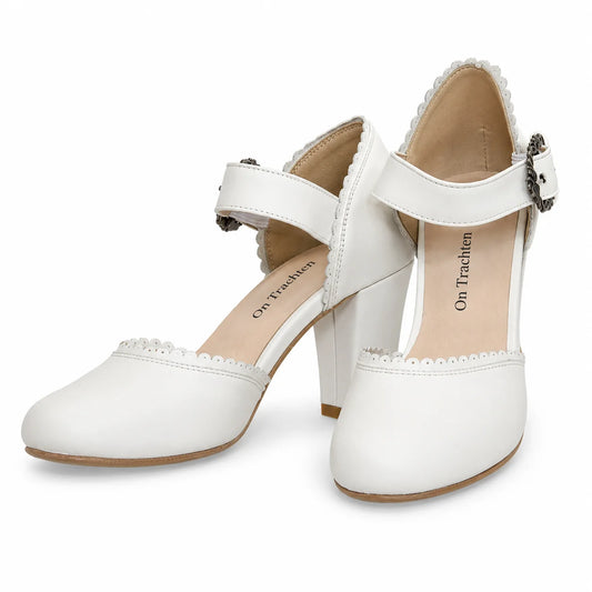 Premium Women Oktoberfest Strap D'orsay Shoes White