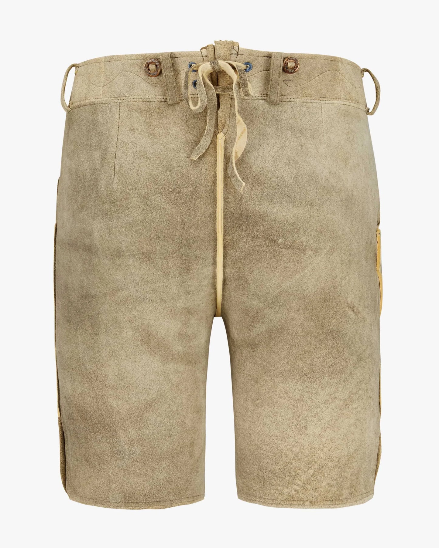Beige shorts with a drawstring on a white background