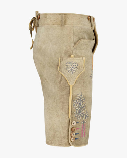 Beige traditional pants with embroidery on a white background
