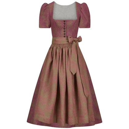 Traditional dress with a patterned skirt and fitted bodice on a white background
