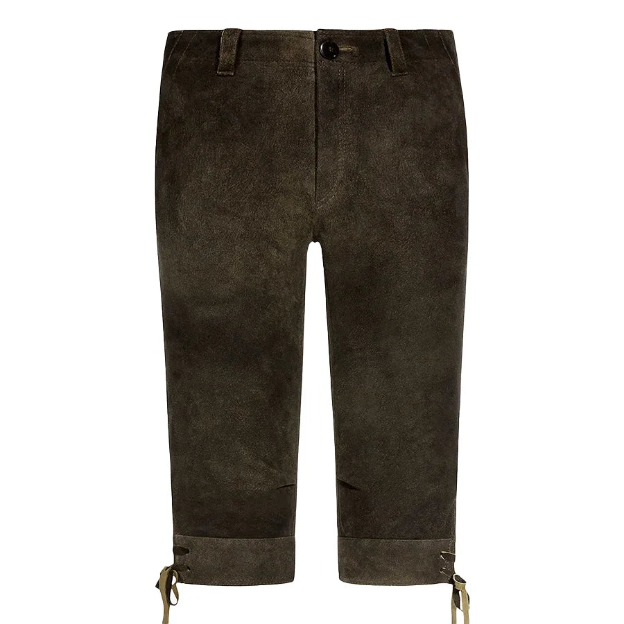 Brown pants with suspenders on a white background