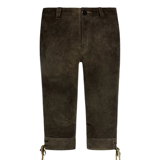 Brown pants with suspenders on a white background