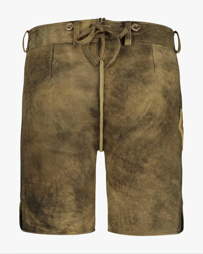 Brown shorts with a drawstring on a white background