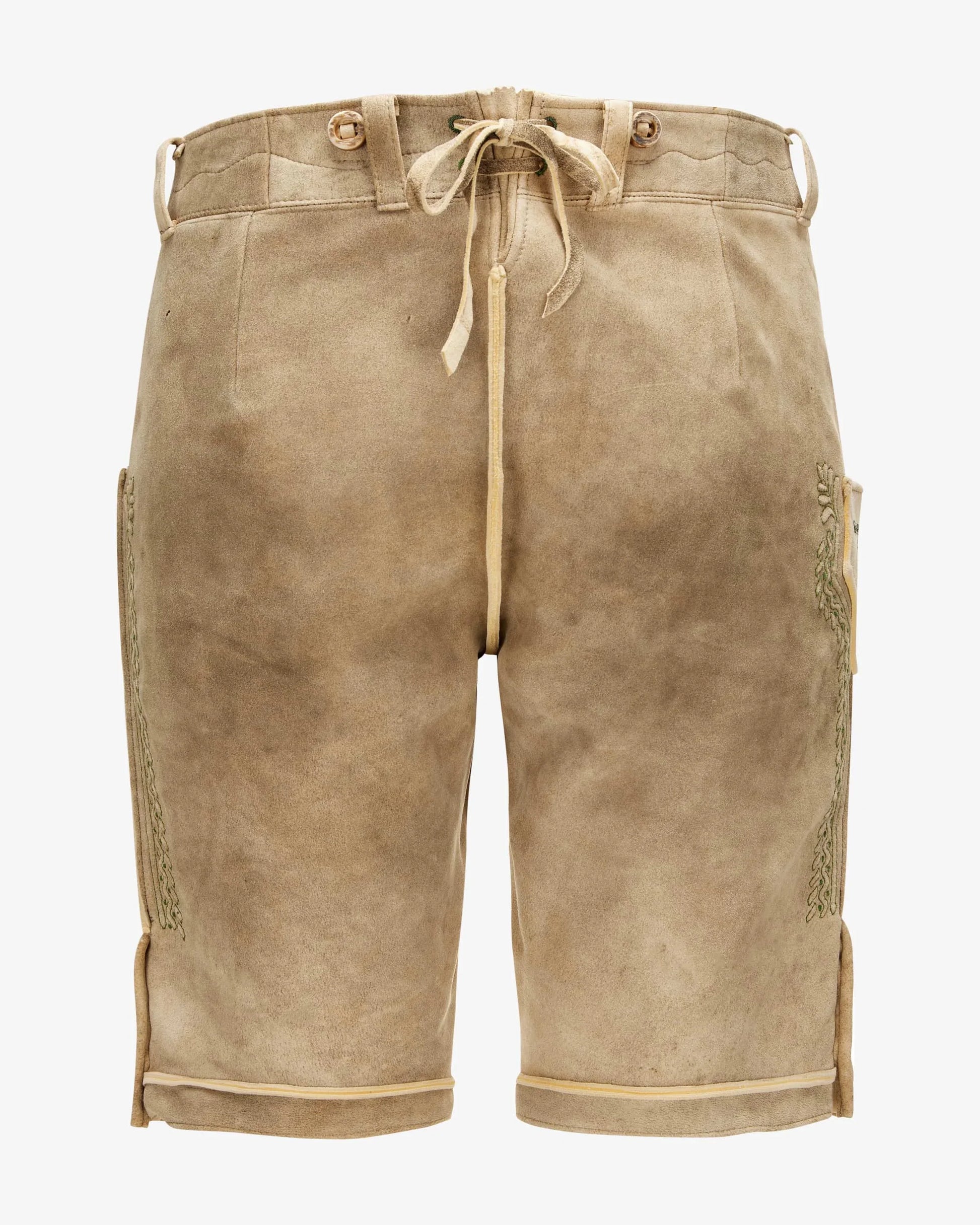 Beige shorts with drawstring on a white background