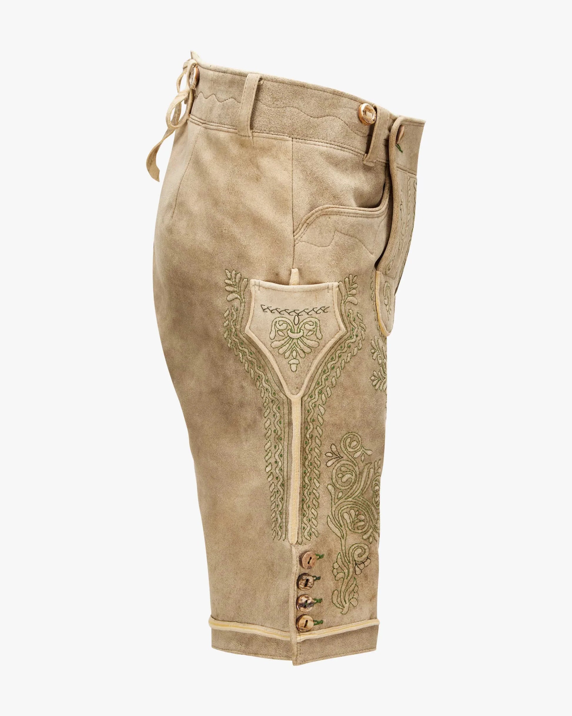 Beige traditional pants with embroidery on a white background