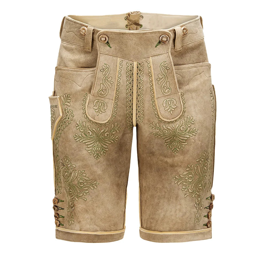 Beige shorts with drawstring on a white background