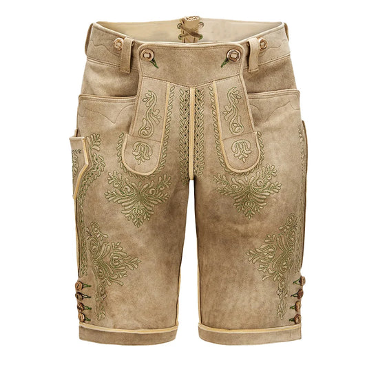 Beige shorts with drawstring on a white background