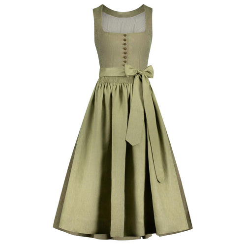 Green dress with a belt on a white background