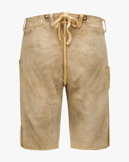 Beige shorts with drawstring on a white background