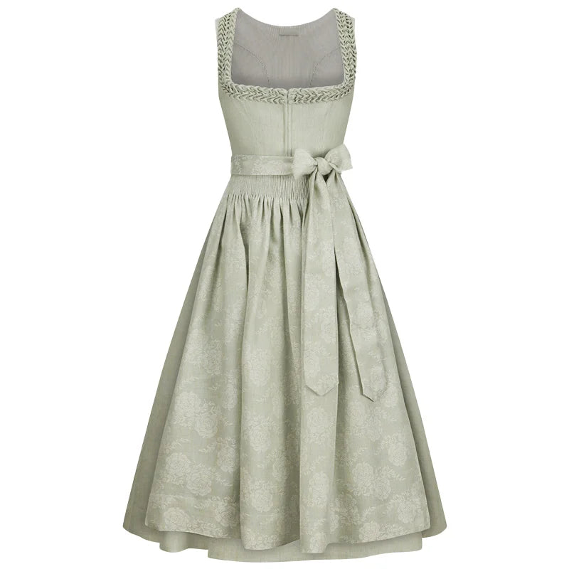 Light green dress with a belt on a white background