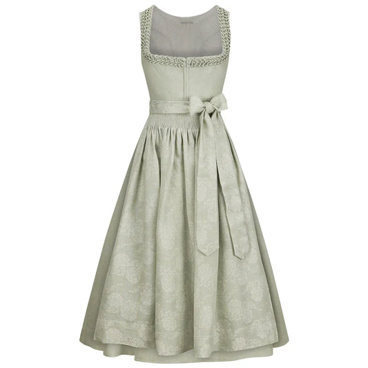 Light green dress with a belt on a white background
