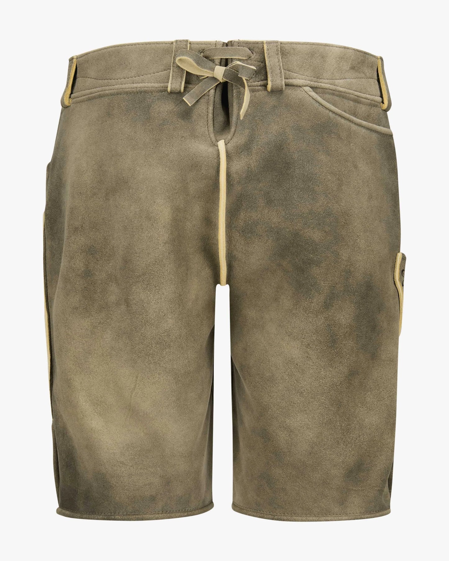 Brown shorts with a drawstring on a white background