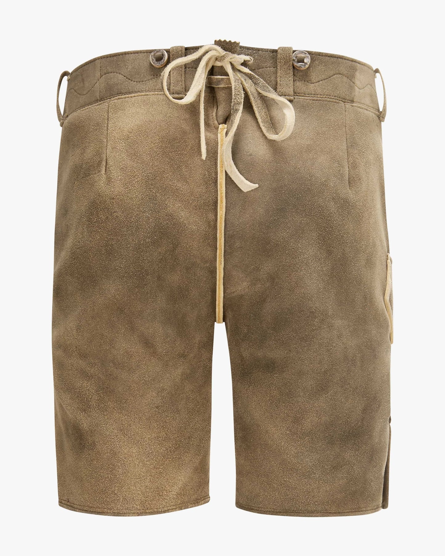 Brown shorts with a drawstring on a white background