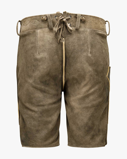 Brown leather shorts with a belt on a white background