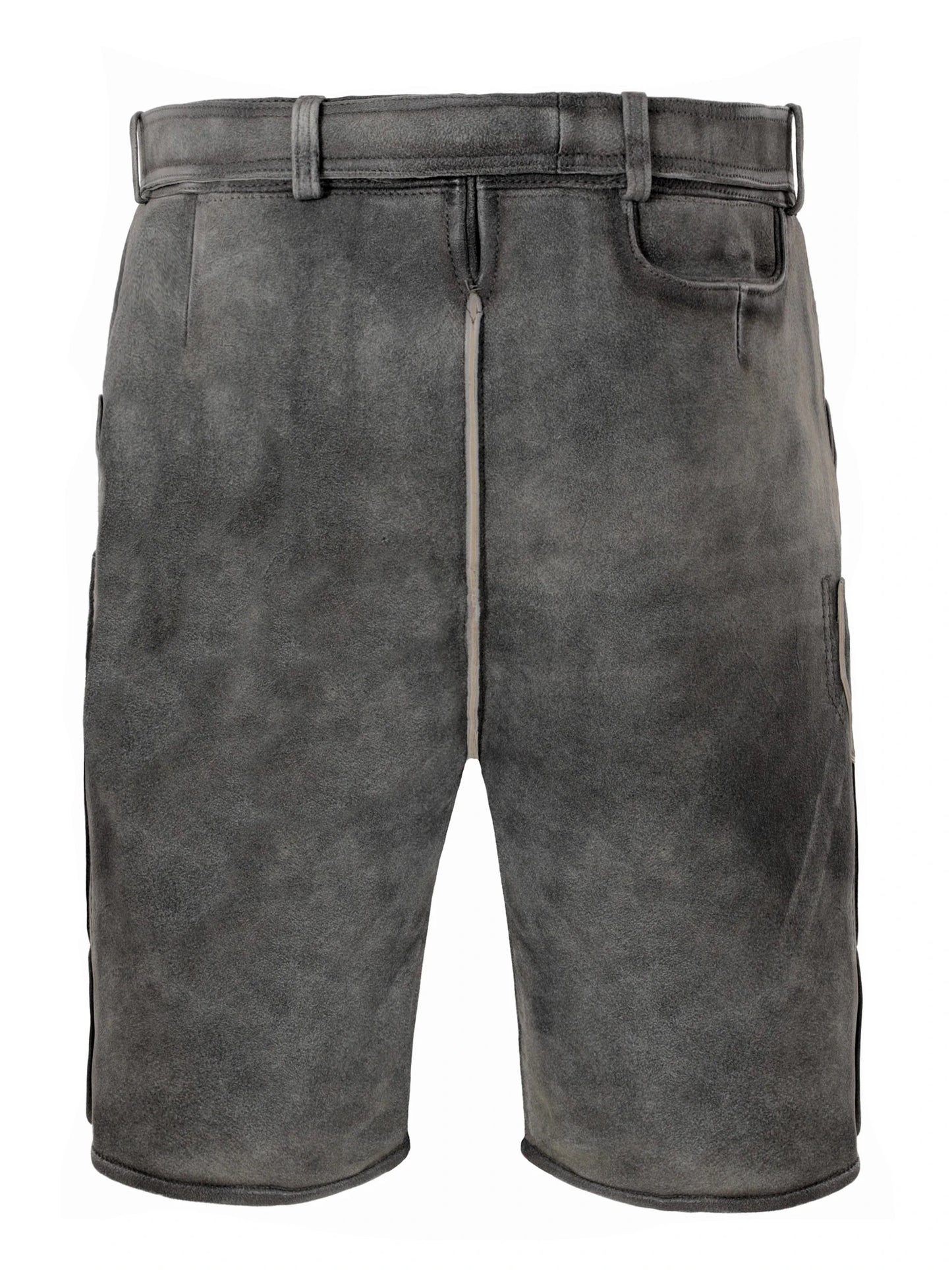 Gray shorts with a belt on a white background