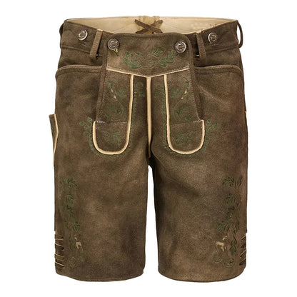 Brown traditional shorts with embroidery on a white background
