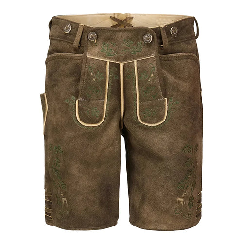 Brown traditional shorts with embroidery on a white background