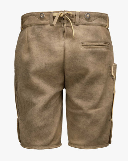 Brown shorts with a subtle texture on a white background