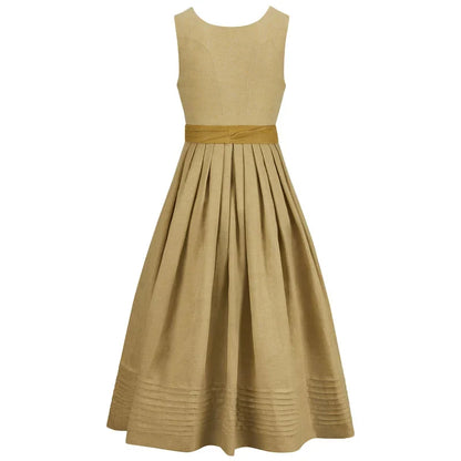 Beige dress with a belt on a white background