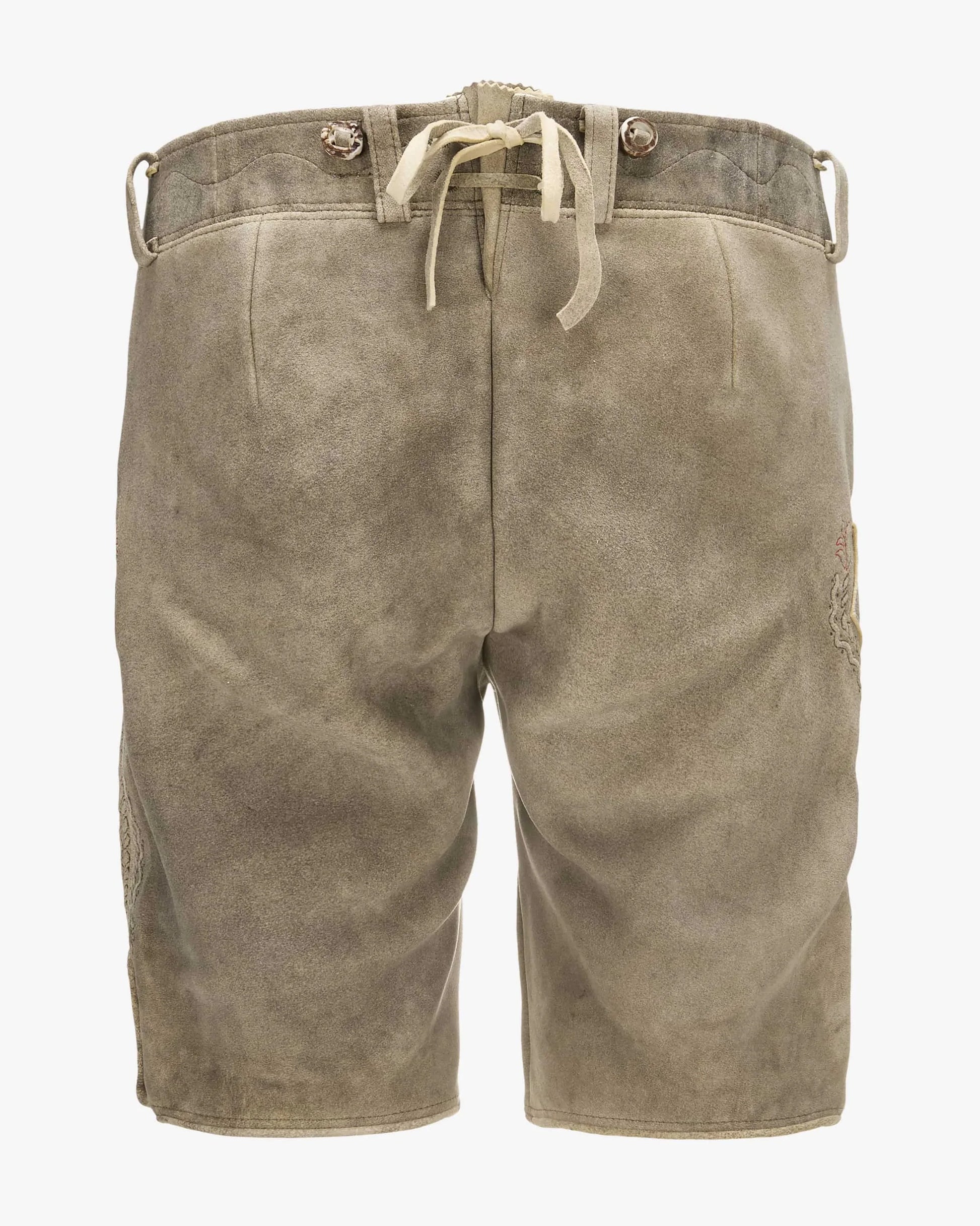 Brown shorts with drawstring on a white background
