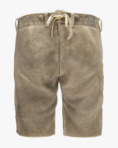 Brown shorts with drawstring on a white background