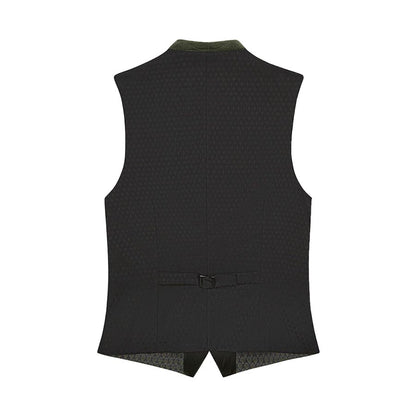 Black vest with a patterned interior on a white background