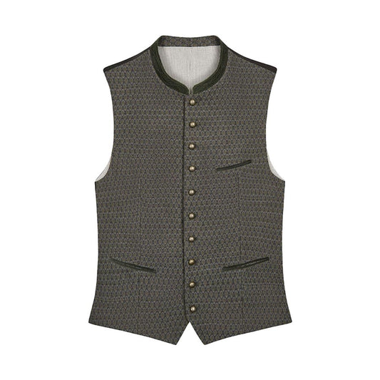 Patterned vest with buttons on a white background