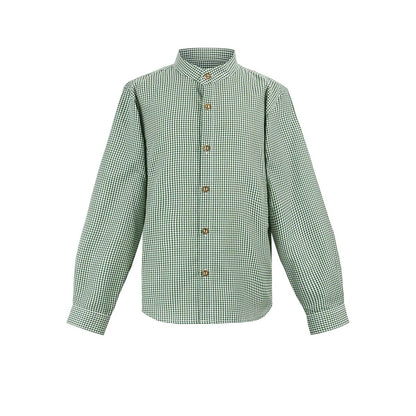 Kids Trachten Green checkered shirt on a white background
