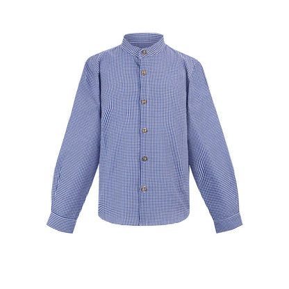 Kids Trachten Blue checkered shirt on a white background