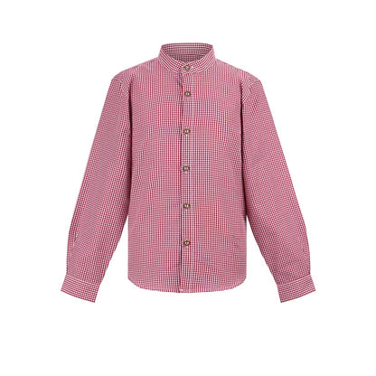 Kids Trachten Red and white checkered shirt on a white background