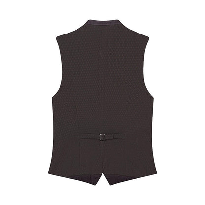 Black patterned vest on a white background
