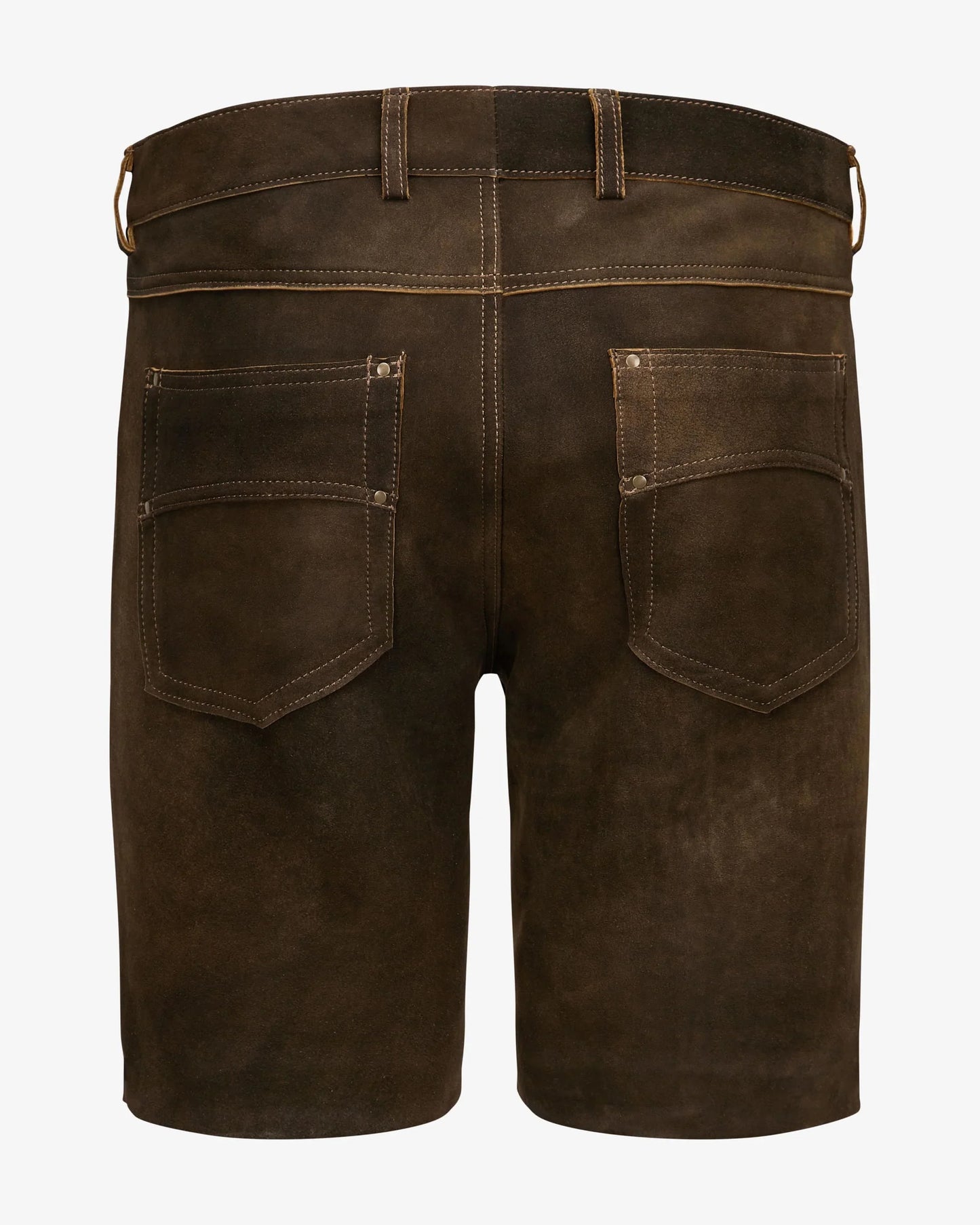 Brown leather shorts on a white background