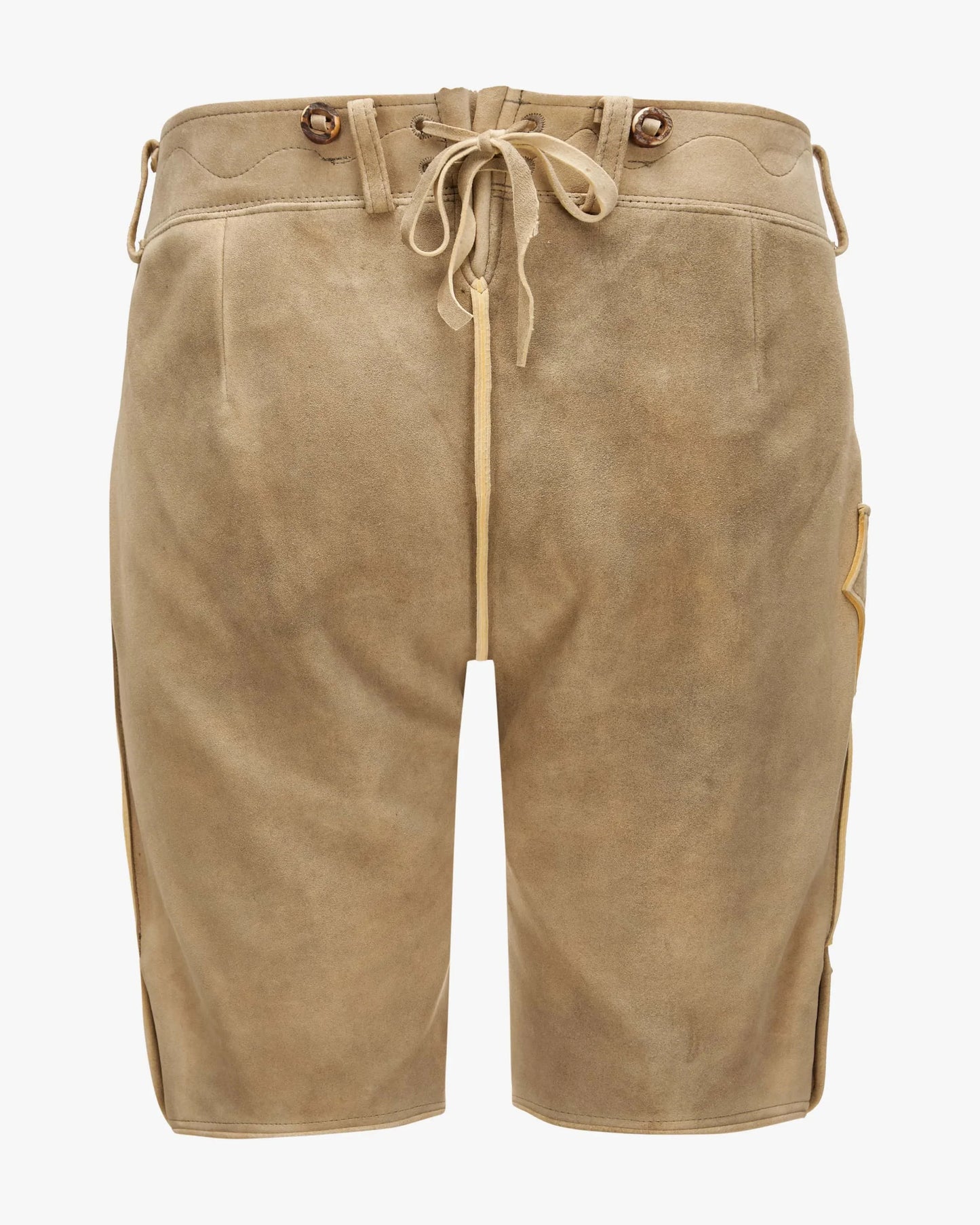 Beige shorts with drawstring on a white background