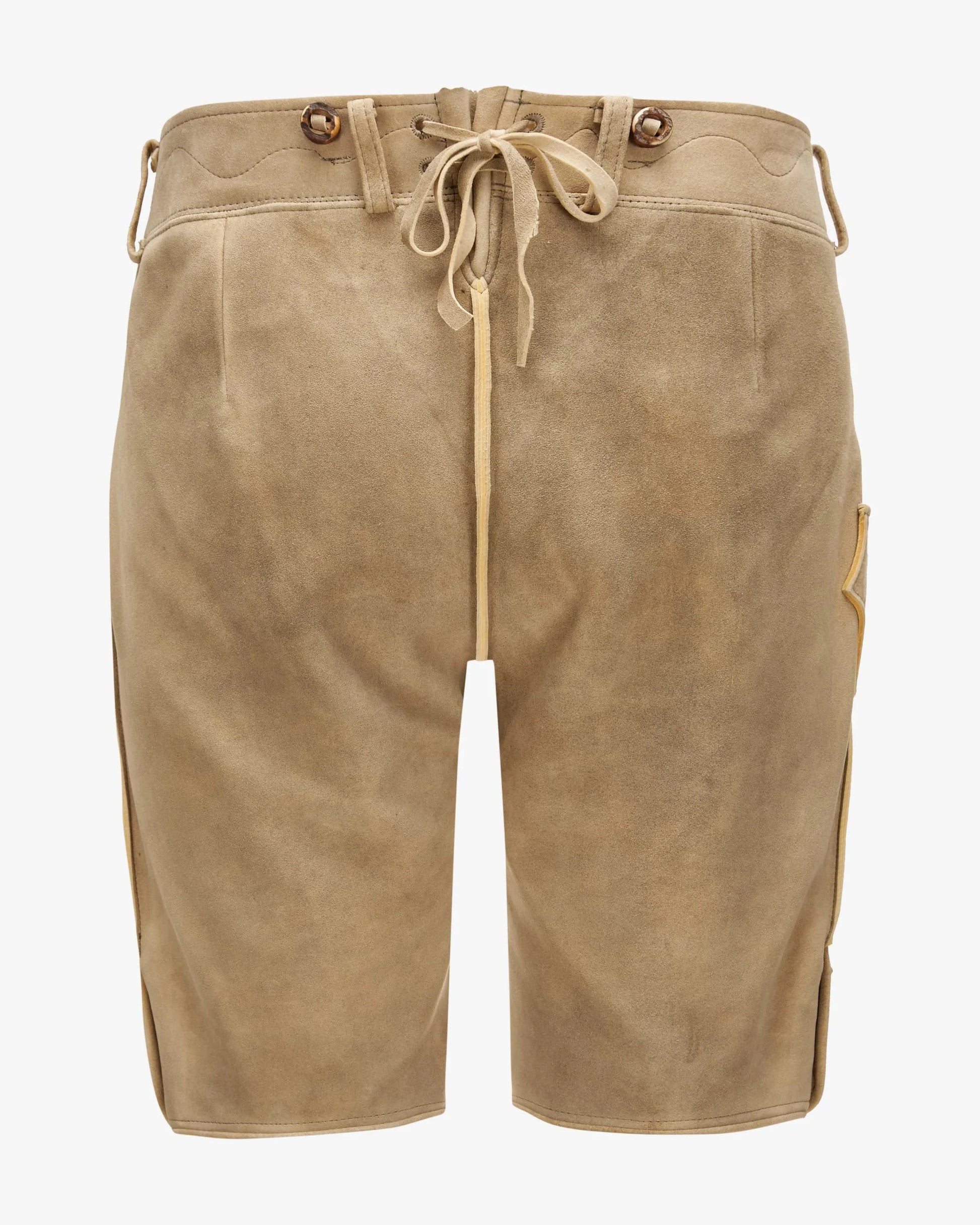 Beige shorts with drawstring on a white background