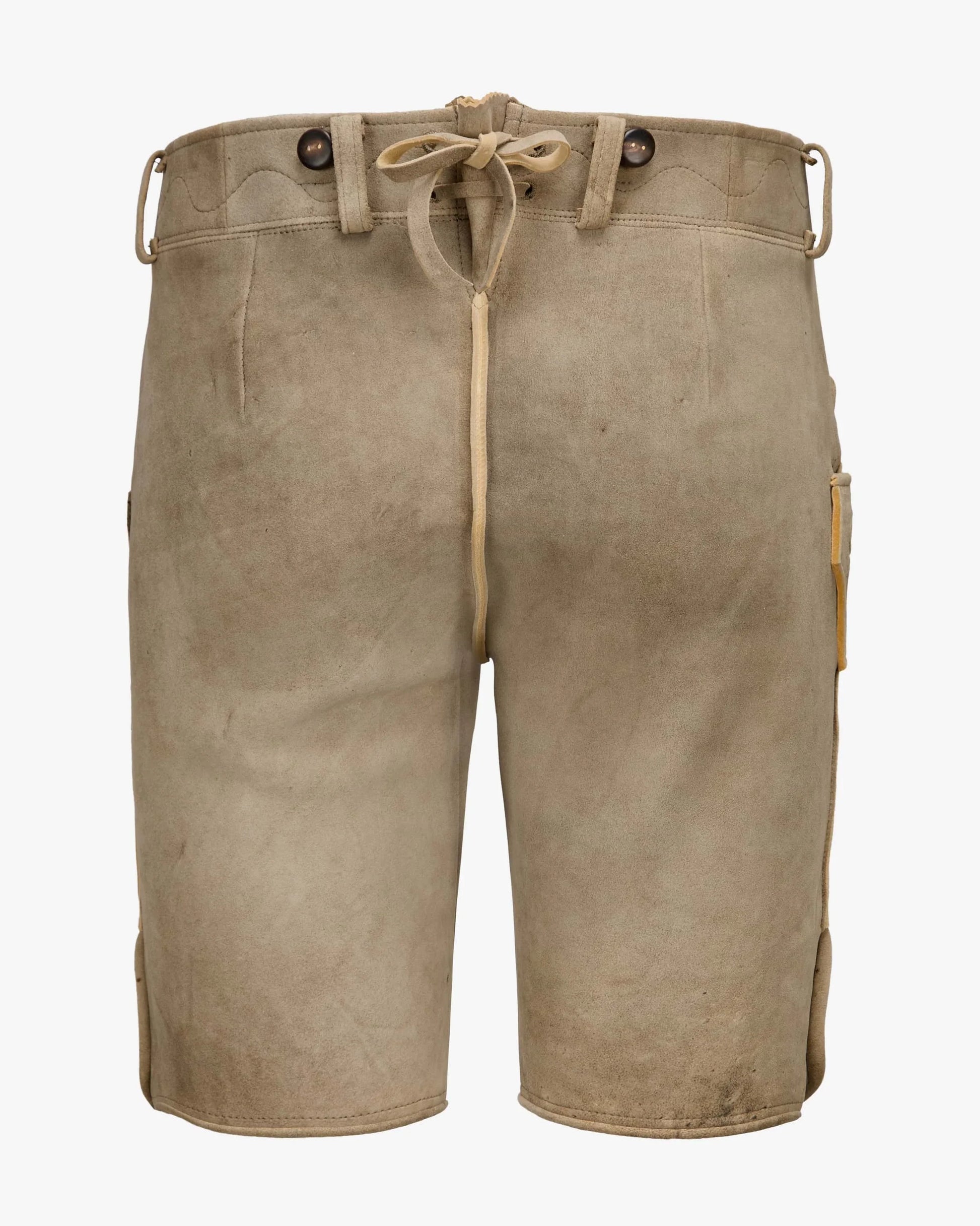 Beige shorts with a drawstring on a white background