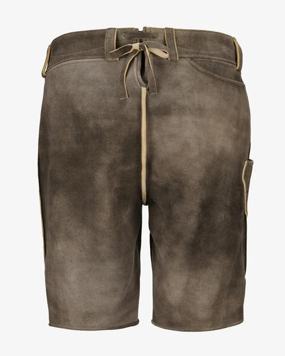 Brown leather shorts with a belt on a white background