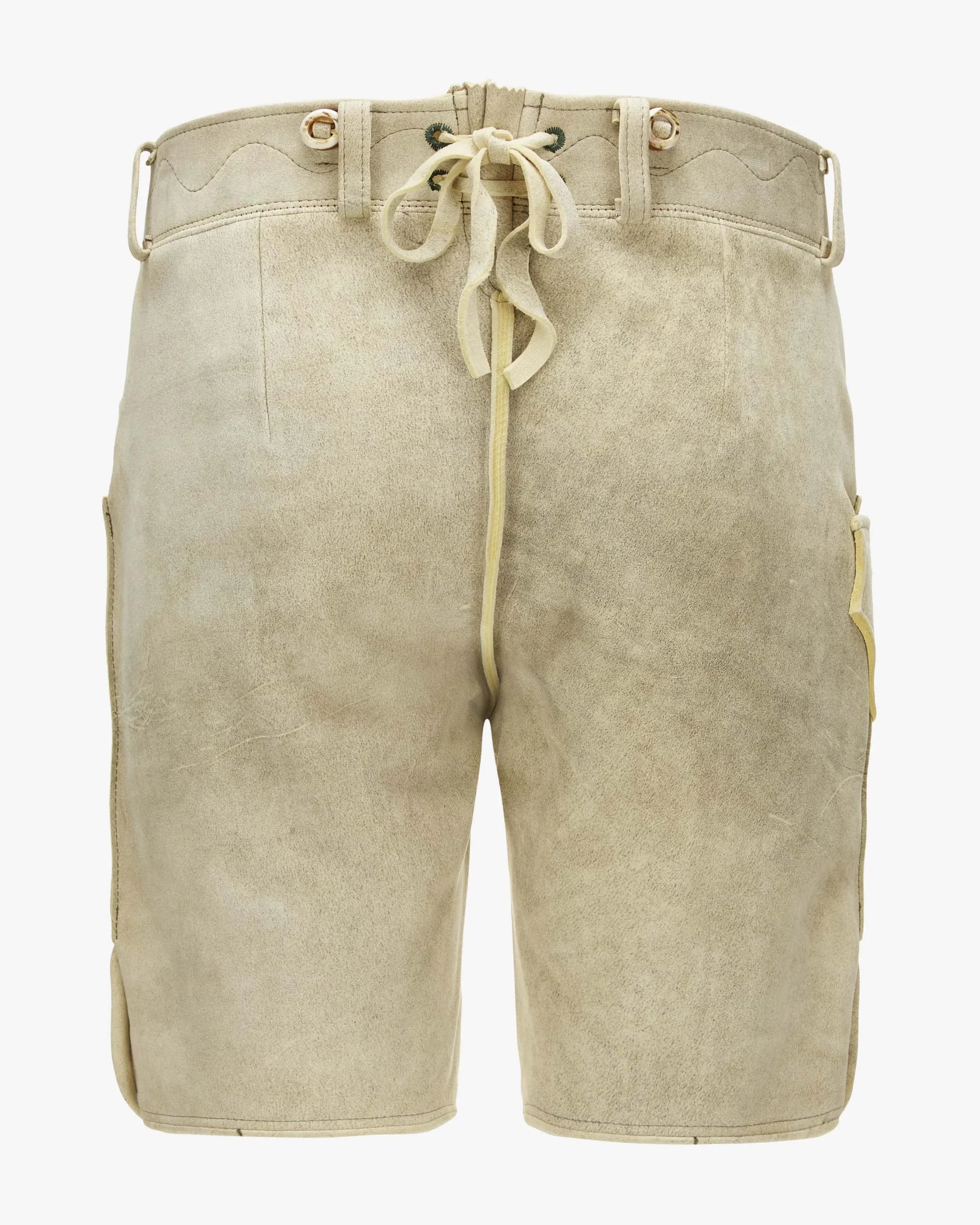 Beige shorts with a drawstring on a white background