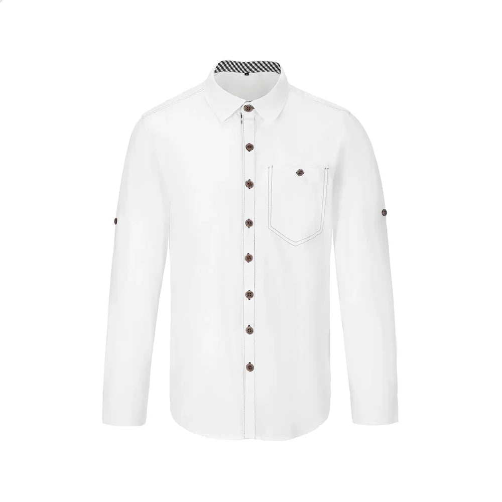 White shirt with brown buttons on a white background