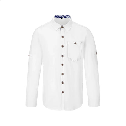 White shirt with brown buttons on a white background