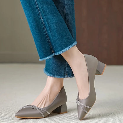 Women Dirndl Pumps Grey
