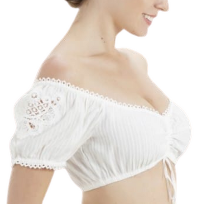 Women's Off Shoulder Dirndl Blouse Elegant Traditional White